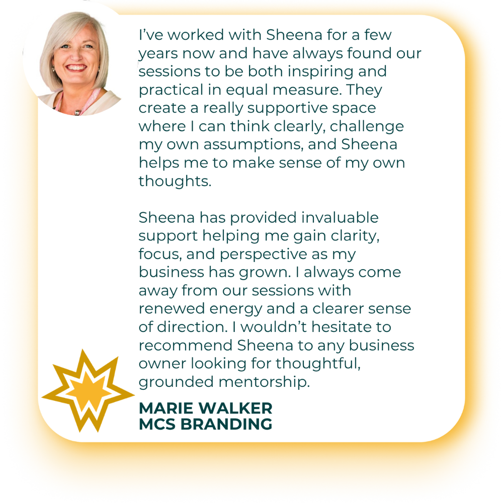 Client testimonial from Marie Walker about working with Sheena Whyatt.